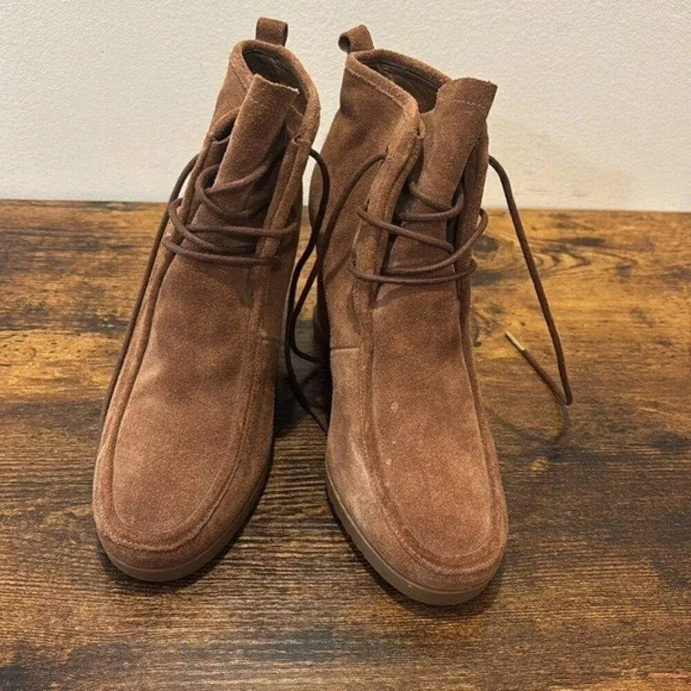 Michael Kors Brown Suede Wedge Ankle Boots 7.5